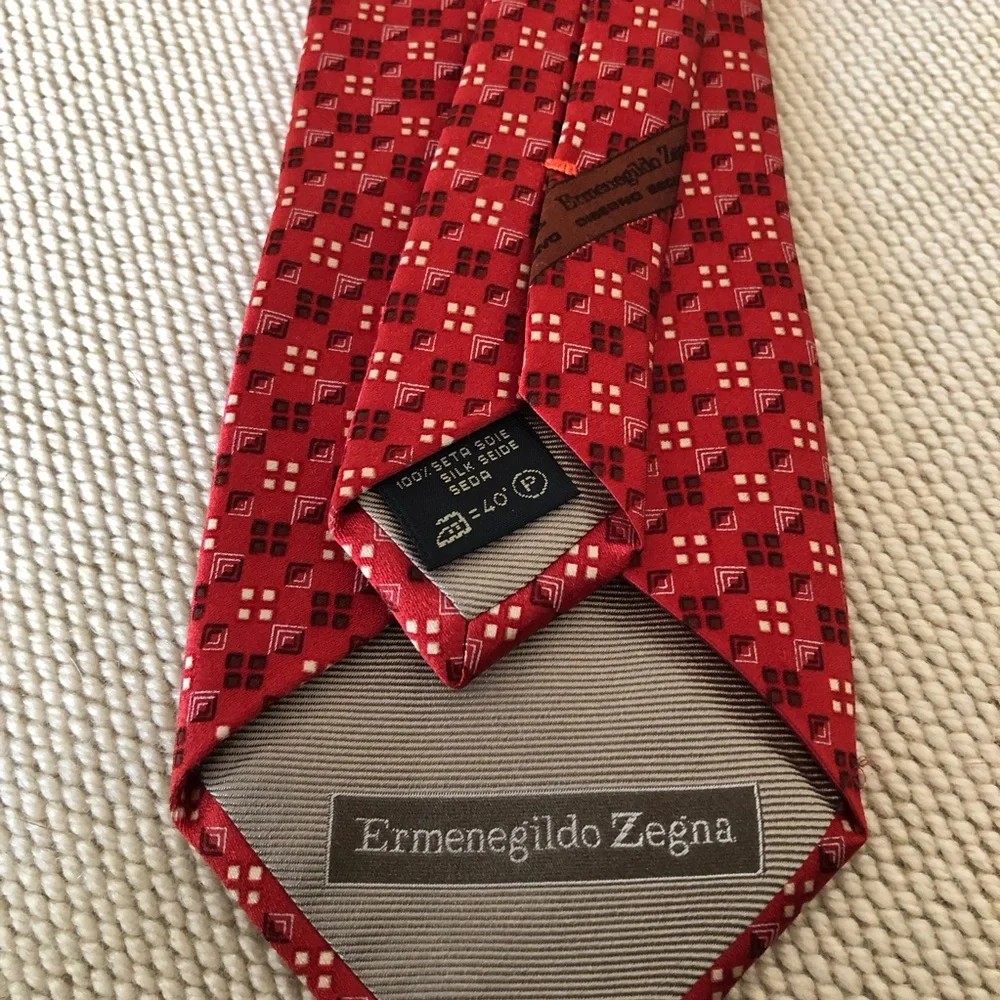 Ermenegildo Zenga red square patterned tie silk